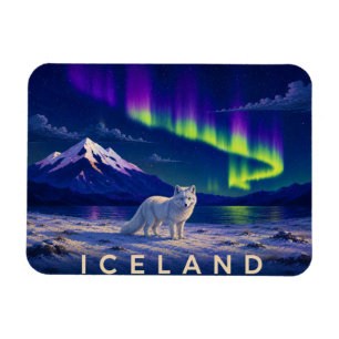 Arctic Fox Under the Aurora Iceland Flexi Magnet