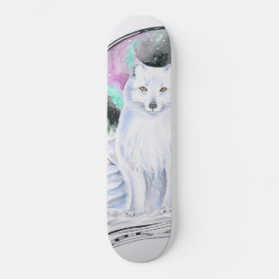 Arctic Fox Watercolor Ink Skateboard