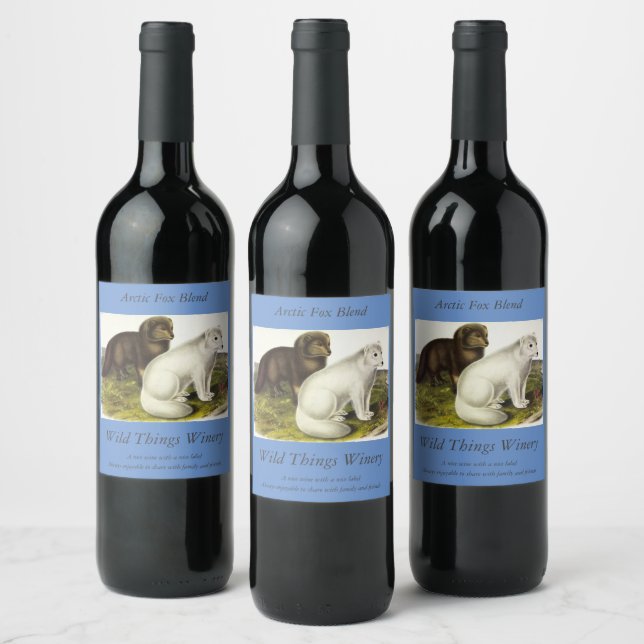 Arctic Fox (White Fox, Polar Fox, Snow Fox) Wine Label (Bottles)