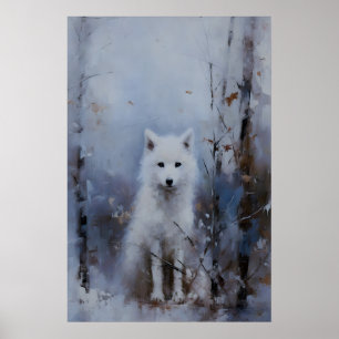 Arctic Fox Winter Snow Landscape, Moody Wall Art