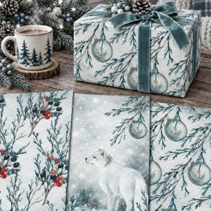 Arctic Fox Winterland Wrapping Paper Sheet