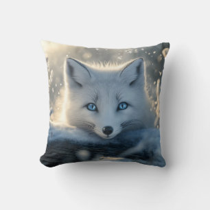Arctic Fox with Mesmerizing Blue Eyes Cushion