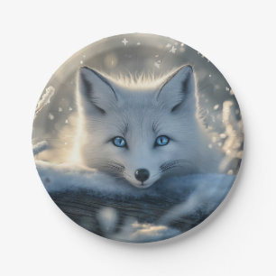 Arctic Fox with Mesmerizing Blue Eyes  Paper Plate