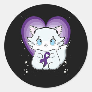 Arctic Fox With Ribbon Heimerheimer Awareness Classic Round Sticker