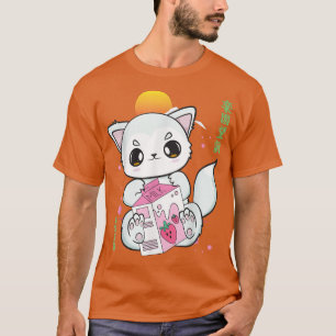 Arctic Fox With Strawberry Milk And Boba Tea T-Shirt