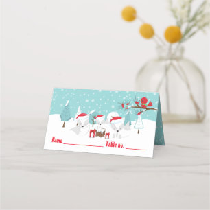 Arctic Foxes Christmas Baby Shower Seating Place Card