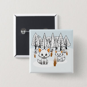 Arctic Foxes - Winter Landscape 15 Cm Square Badge