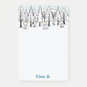 Arctic Foxes - Winter Landscape - Snowy text Post-it Notes