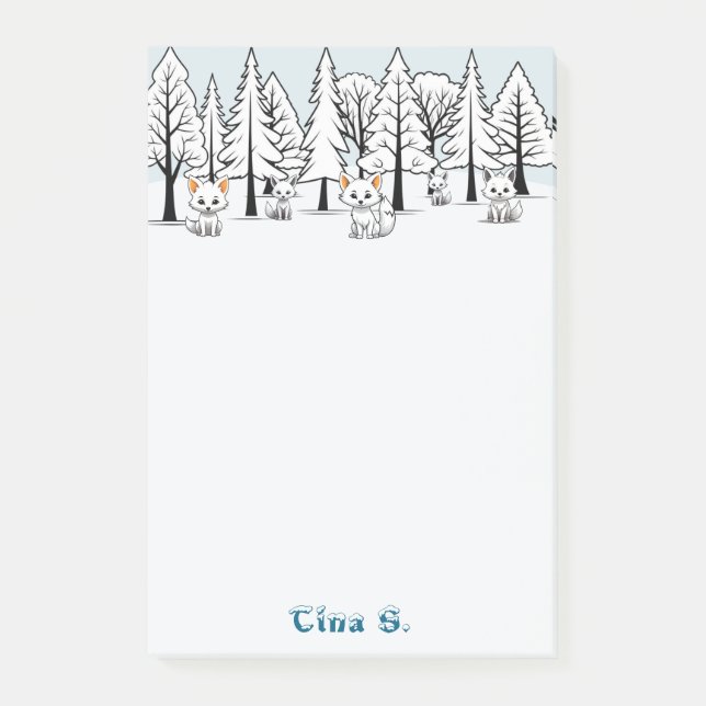 Arctic Foxes - Winter Landscape - Snowy text  Post-it Notes (Front)