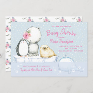 Arctic Friends Winter Baby Shower Invitations