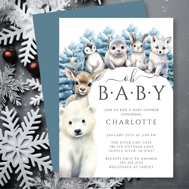 Arctic Friends Winter Neutral Baby Shower Invitation (Creator Uploaded)