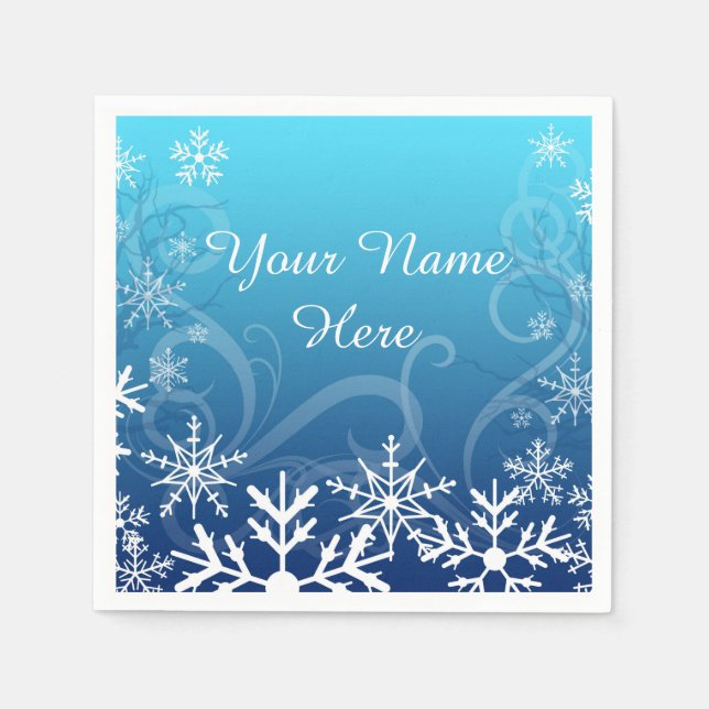 Arctic Frozen Snowdrift Personalised Napkin (Front)