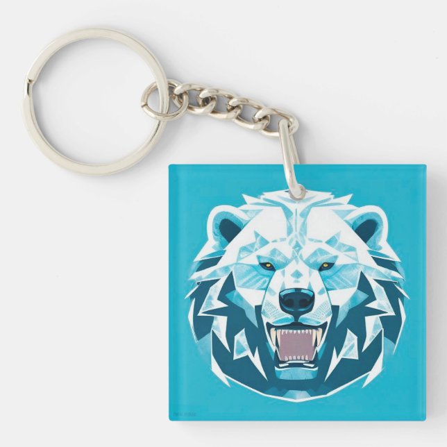 🐻 Arctic Geometric Polar Bear Power Charm 🐻 Key Ring (Front)