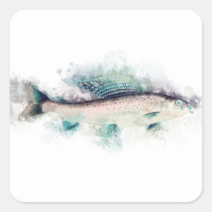 Arctic grayling Watercolor Salmon Fisherman Art Square Sticker