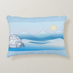 Arctic Igloo Blue Accent Pillow