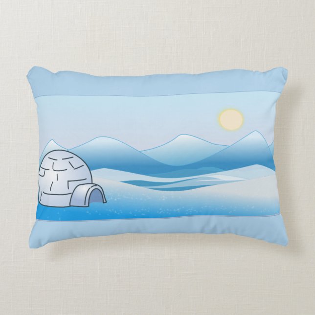 Arctic Igloo Blue Accent Pillow (Front)