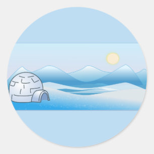 Arctic Igloo Blue Classic Round Sticker