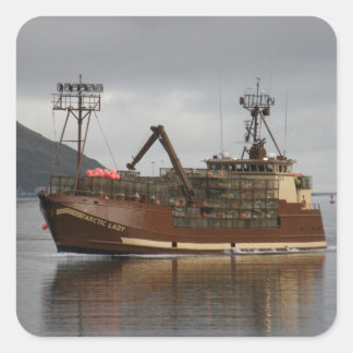 Arctic Lady, Crab Boat in Dutch Harbour, AK Square Sticker