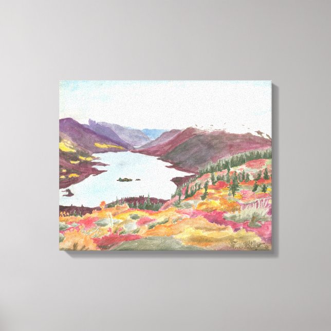 Arctic Lake in Autumn: Watercolor Canvas Standard (Front)