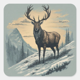 "Arctic Majesty: Majestic Caribou Square Sticker