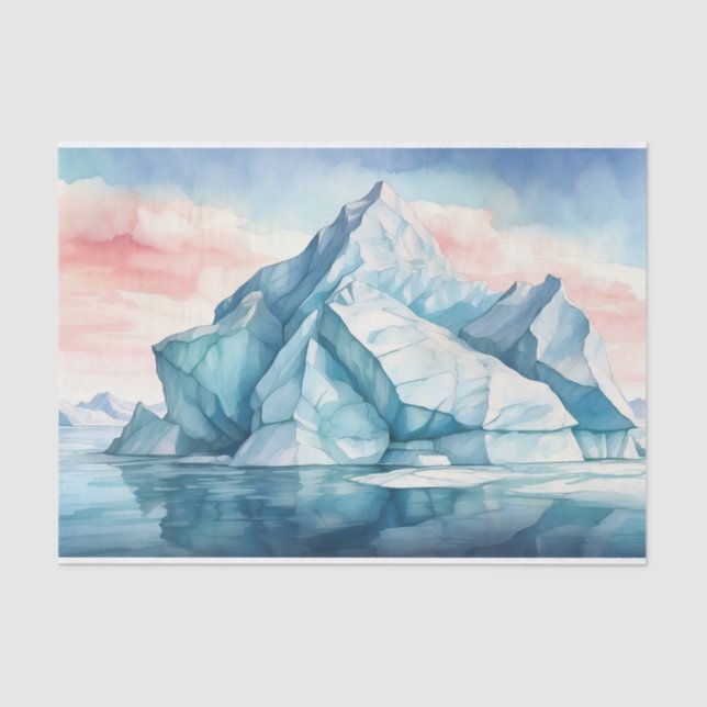 Arctic Majesty, Vivid Watercolor Iceberg  Tissue Paper (Front)