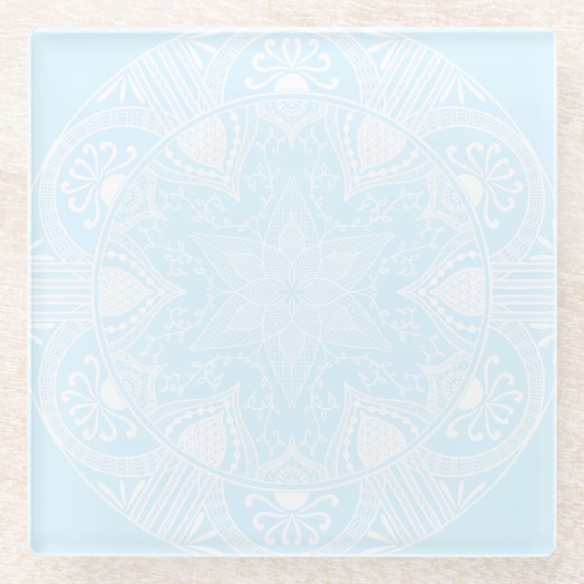 Arctic Mandala Glass Coaster (Front)