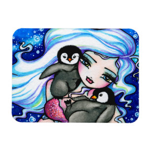 Arctic Mermaid Baby Penguins by Hannah Lynn Magnet