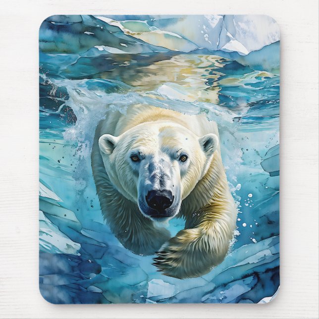 Arctic Mirage: The Swimming Monarch Mouse Mat (Front)