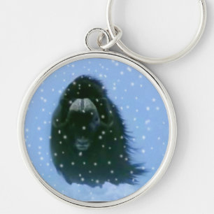 Arctic Musk Oxen & Arctic Blizzard Wildlife Art Key Ring