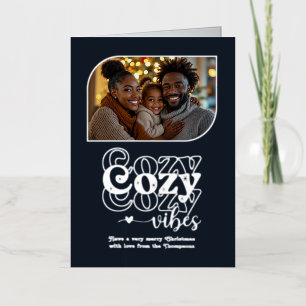 Arctic Night Cosy Vibes Christmas Photo Foil Holiday Card