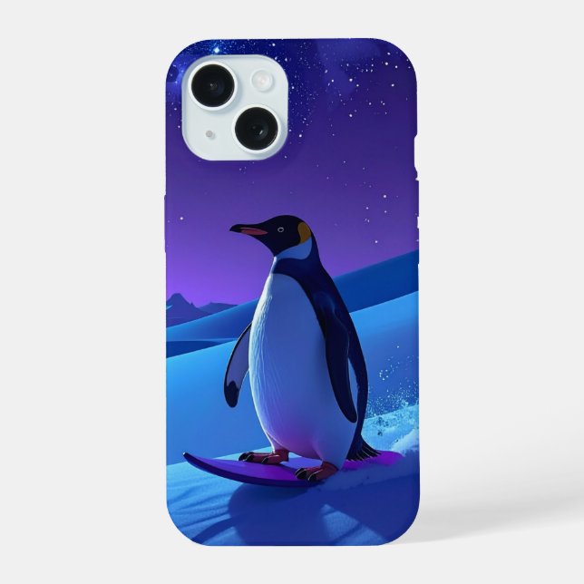 Arctic Night Penguin iPhone 15 Case (Back)