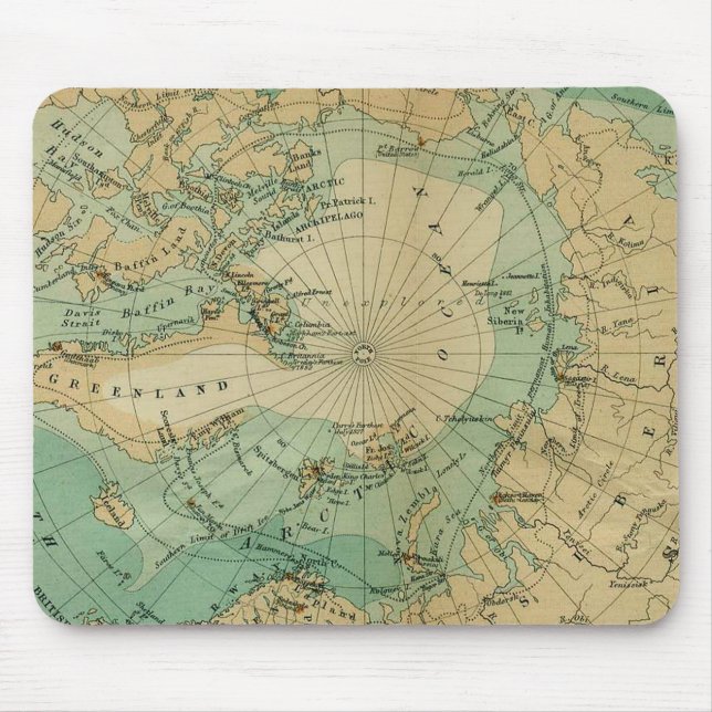 Arctic Ocean Antique Map Mouse Mat (Front)