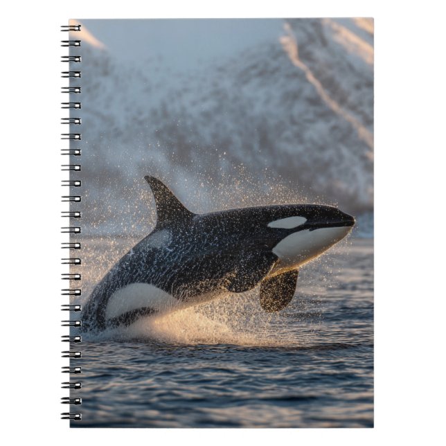 Arctic Orca Breach Ocean Power Art Notebook (Front)