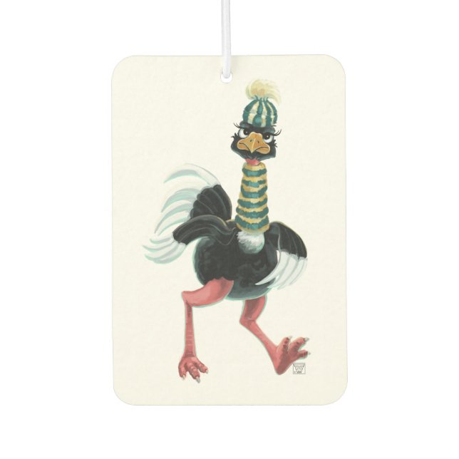 Arctic Ostrich on the Run Car Air Freshener (Front)