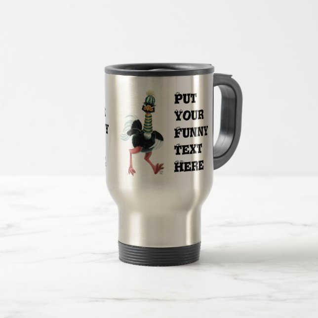 Arctic Ostrich on the Run Travel Mug (Front Right)