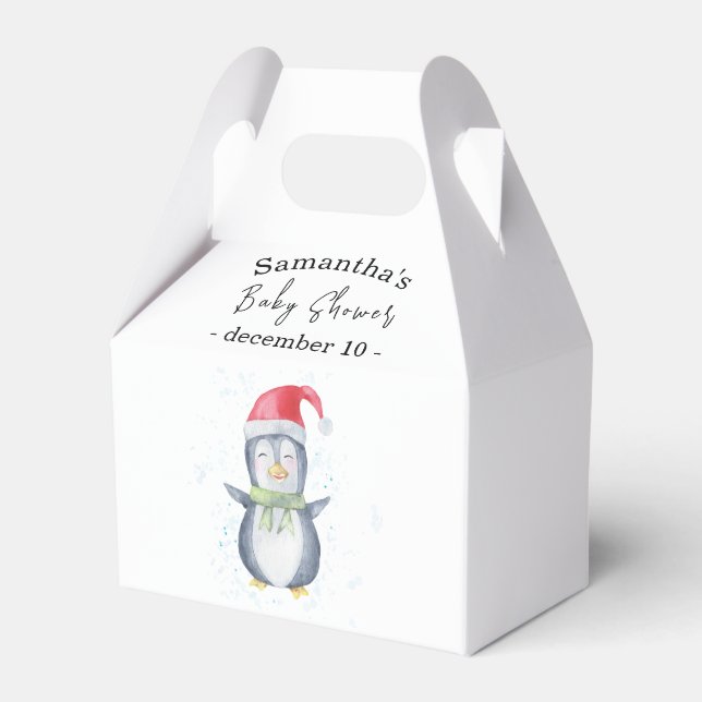 Arctic penguin baby shower Favour Box (Front Side)