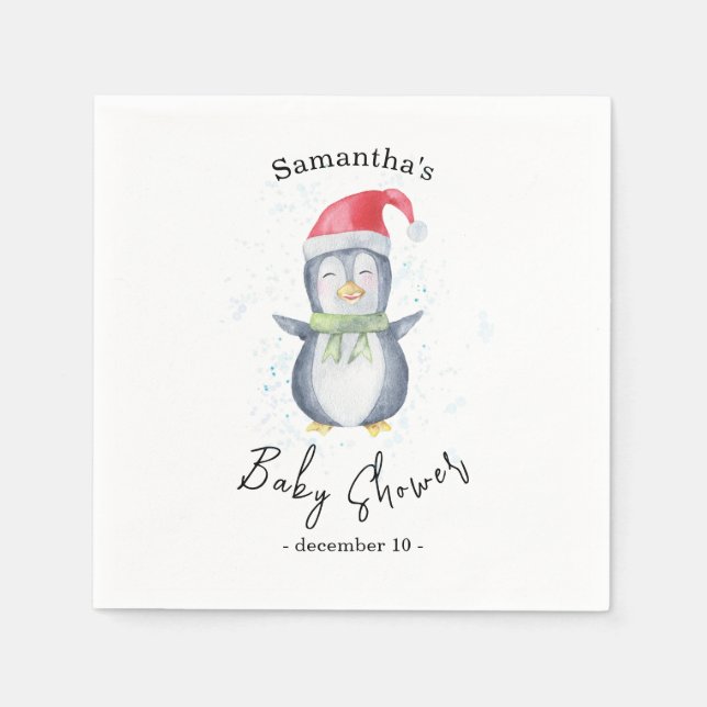 Arctic Penguin - baby shower Napkin (Front)