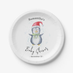 Arctic Penguin - baby shower Paper Plate