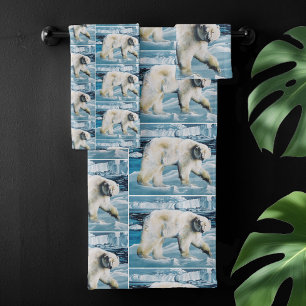 Arctic Polar Bear Blue Bath Towel Set