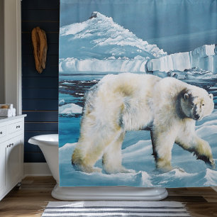 Arctic Polar Bear Blue Shower Curtain