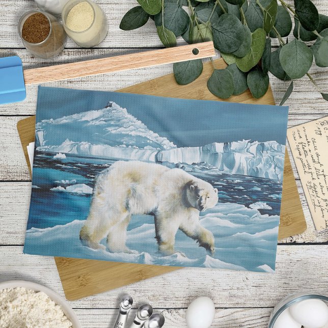 Arctic Polar Bear Blue Tea Towel (Creator Uploaded)