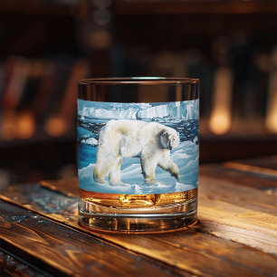 Arctic Polar Bear Blue Whiskey Glass