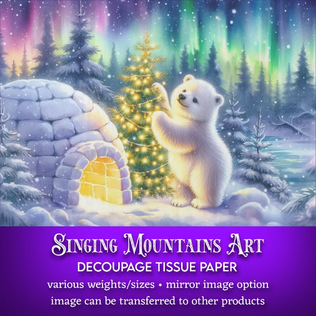 Arctic Polar Bear Igloo & Christmas Tree Decoupage Tissue Paper (Creator Uploaded)