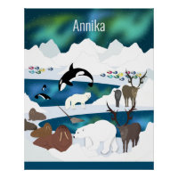 Arctic Polar Bear Reindeer Walrus Orca Narwhal Fox