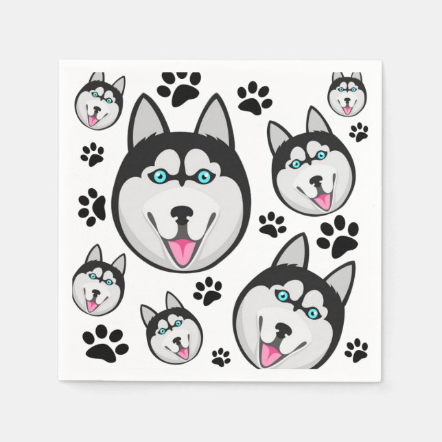 Arctic Puppy Siberian Husky Big Sled Dog Napkin (Front)