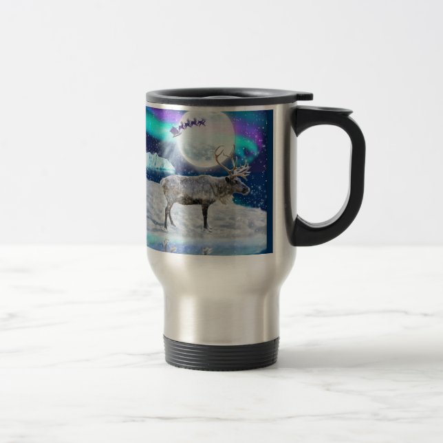 Arctic Reindeer & Santa Claus Xmas Fantasy Mug (Right)