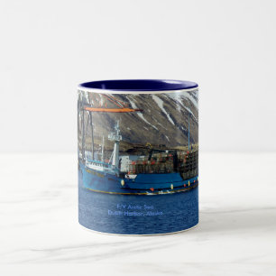 Arctic Sea, Crab Boat in Dutch Harbour, Alaska Two-Tone Coffee Mug
