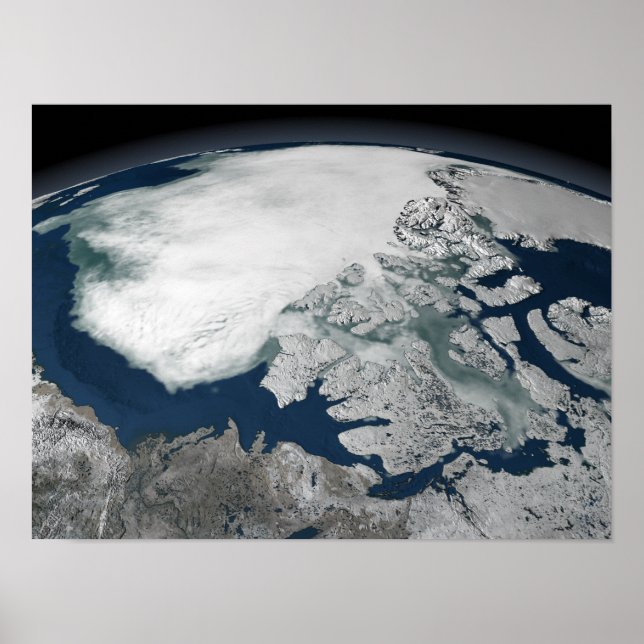 Arctic sea ice above North America Poster (Front)