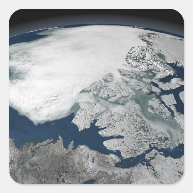 Arctic sea ice above North America Square Sticker (Front)