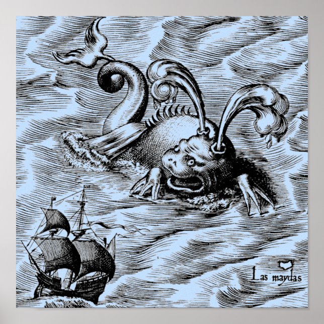 Arctic Sea Monster and Sailing Ship Poster (Front)